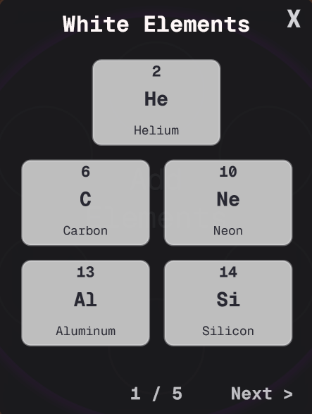 Element Selection Box showing White Elements