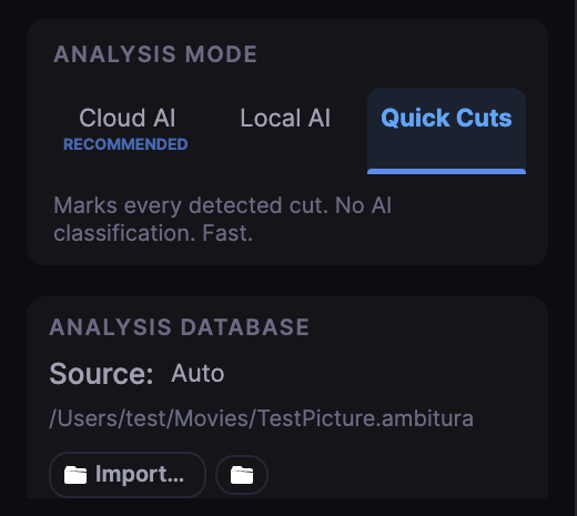 Quick Cuts marks every detected cut and does not classify them.