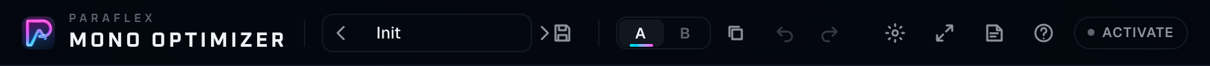 The rail: preset name, A/B, copy, undo, Aura, size, Help, license. There is no wet-lock padlock on this plugin. Mix is not a dry/wet control here. Rescue is the amount.